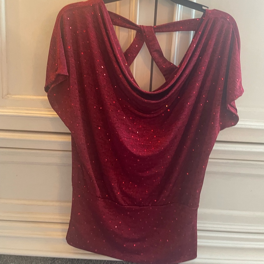 Ruby Red Blouse with Sparkles Size XL